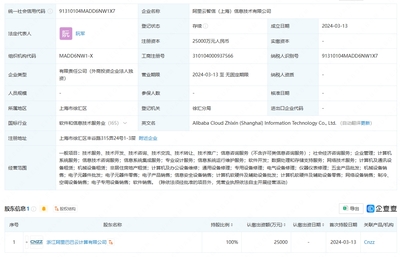 阿里云上海成立信息技術(shù)公司，注冊資本2.5億元專注信息處理和存儲服務(wù)